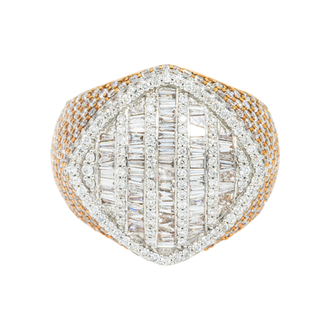 10K GOLD ROUND AND BAGUETTE DIAMOND STATEMENT RING 4.58 CT
