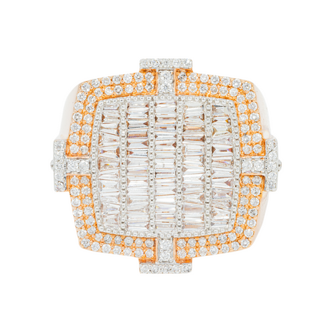 10K GOLD ROUND AND BAGUETTE DIAMOND SQUARE STATEMENT RING 2.34 CT