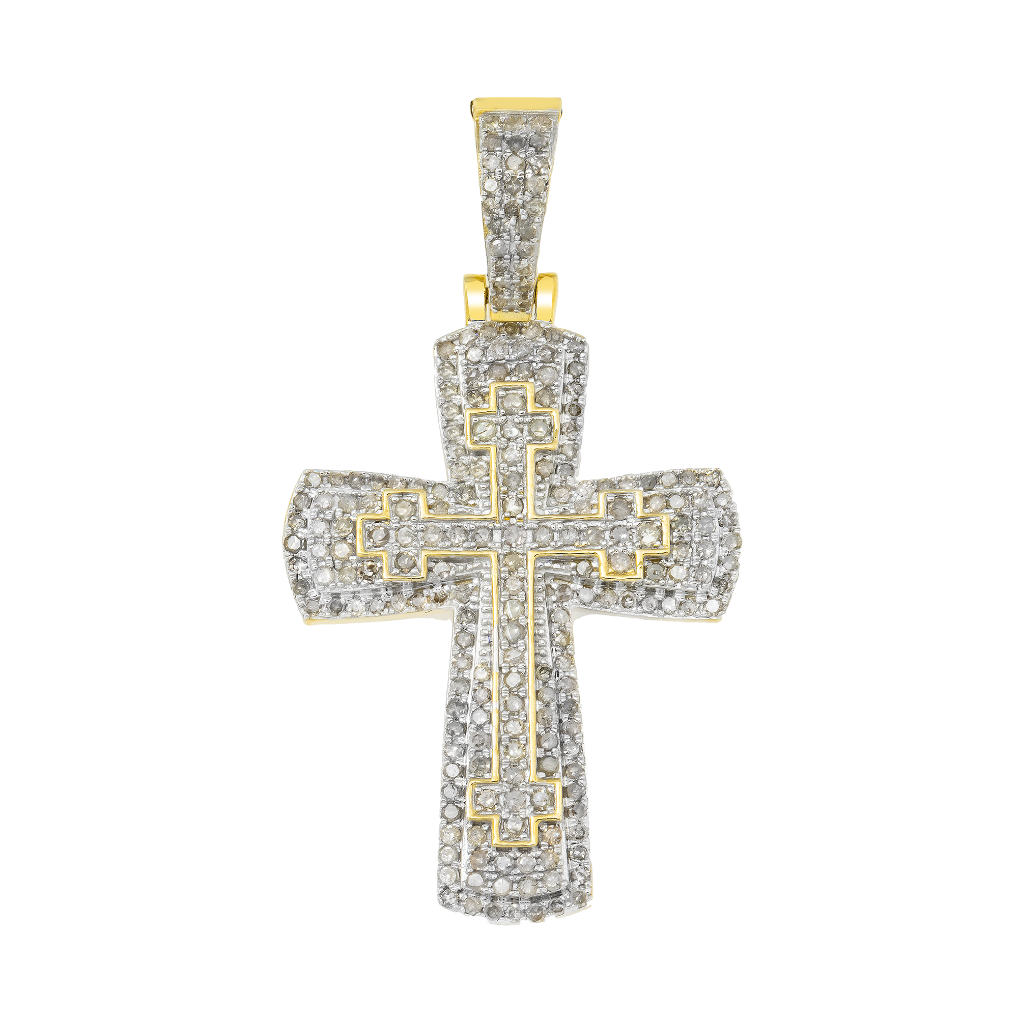 10K GOLD ROUND DIAMOND CROSS PENDANT 1.13 CT