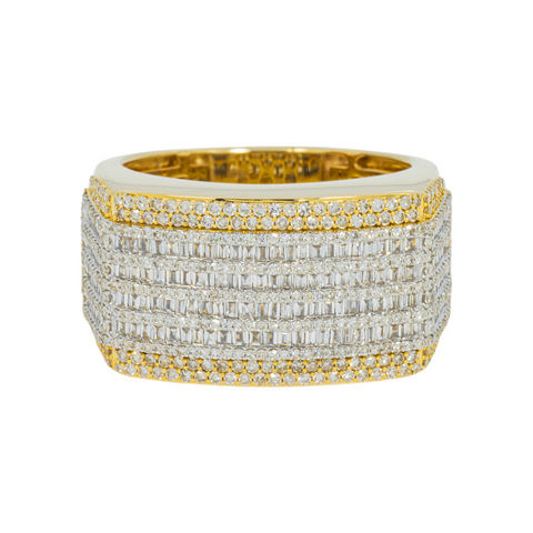 10K GOLD ROUND AND BAGUETTE DIAMOND BAND RING 1.70 CT