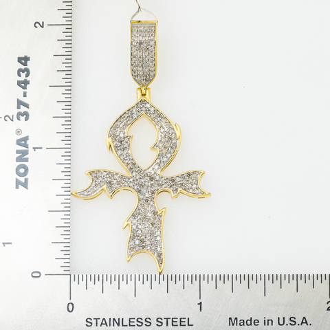 10K GOLD DIAMOND ANKH PENDANT 1.00 CT