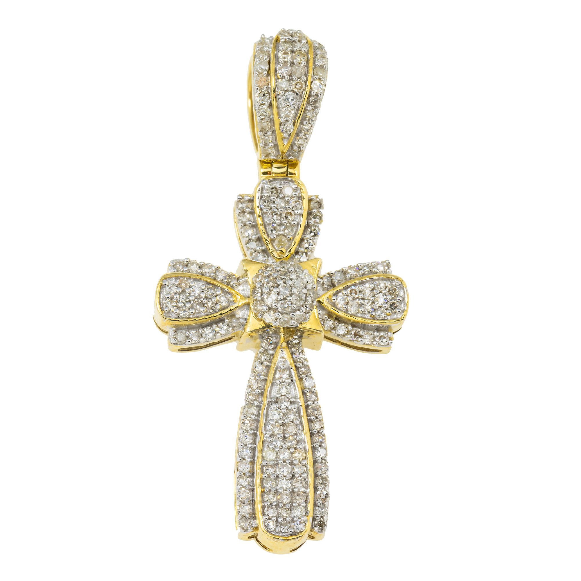 10K GOLD ROUND DIAMOND CROSS PENDANT 0.56 CT