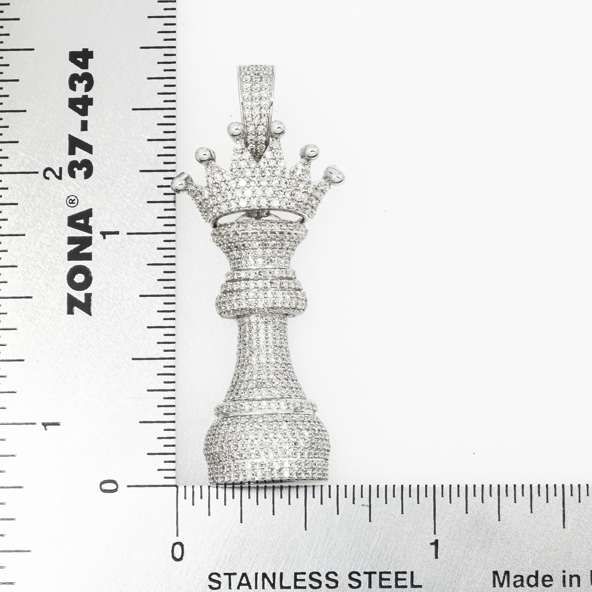 10K GOLD DIAMOND KING CHESS PIECE PENDANT 1.31 CT