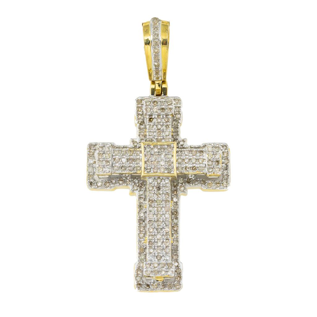 10K GOLD DIAMOND CROSS PENDANT 0.73 CTW