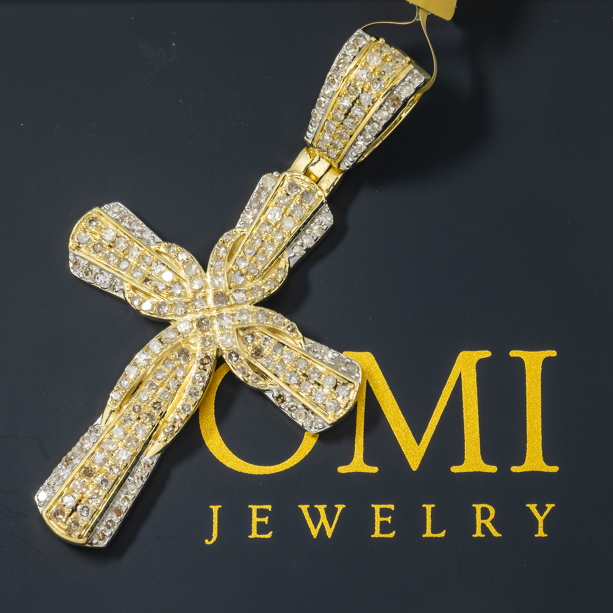 10K GOLD ROUND DIAMOND INFINITY CROSS PENDANT 1.04 CT