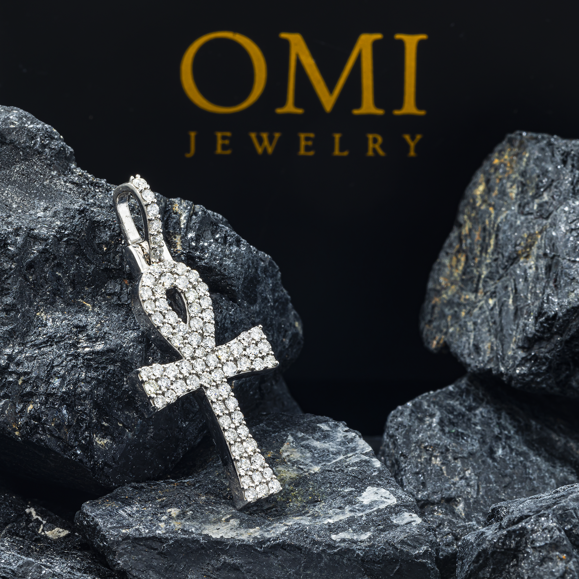 10K GOLD DIAMOND ANKH PENDANT 0.84 CT
