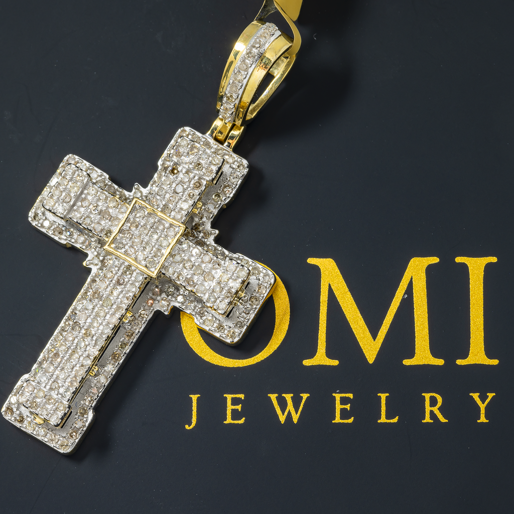 10K GOLD DIAMOND CROSS PENDANT 0.73 CTW