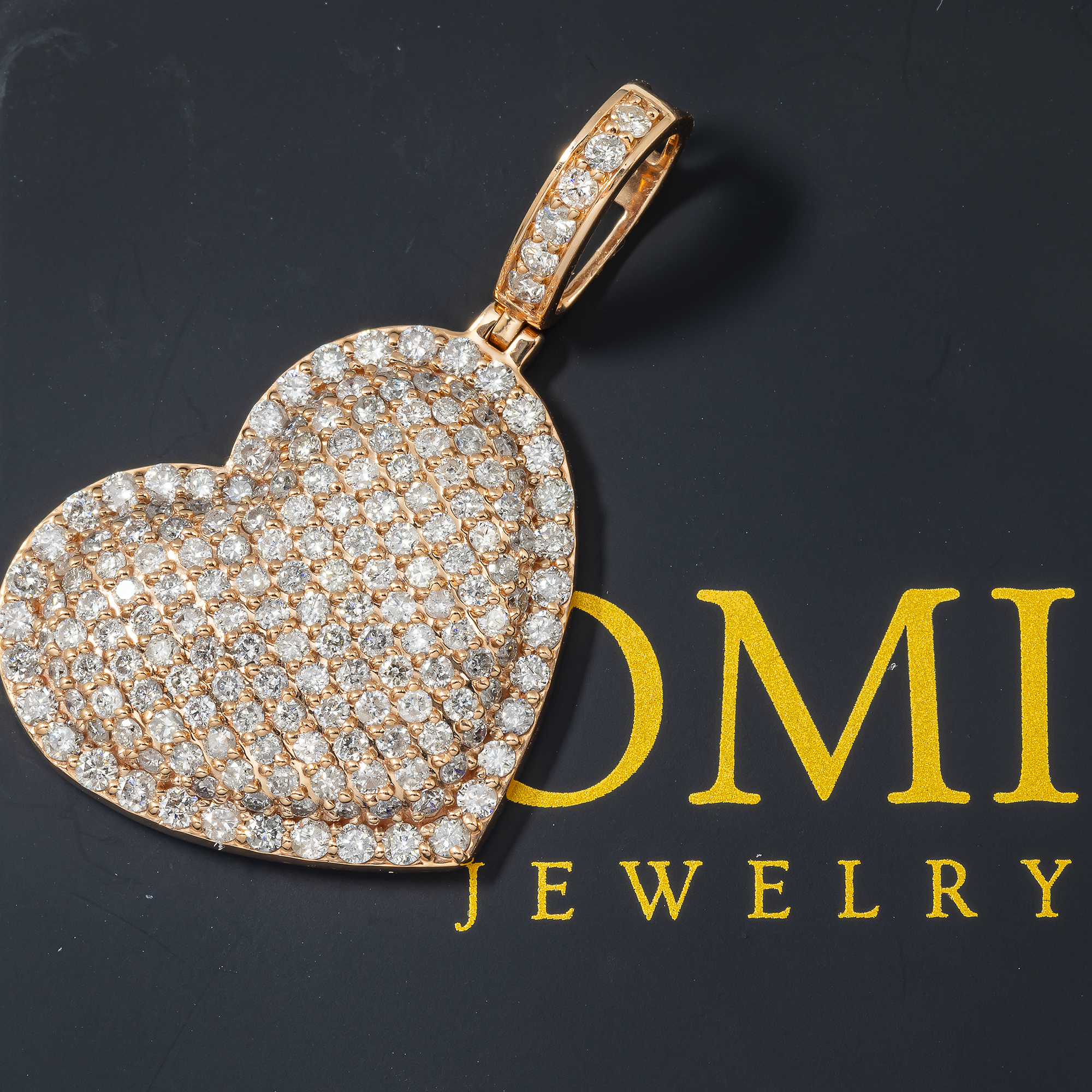 14K GOLD DIAMOND HEART PENDANT 2.75 CT