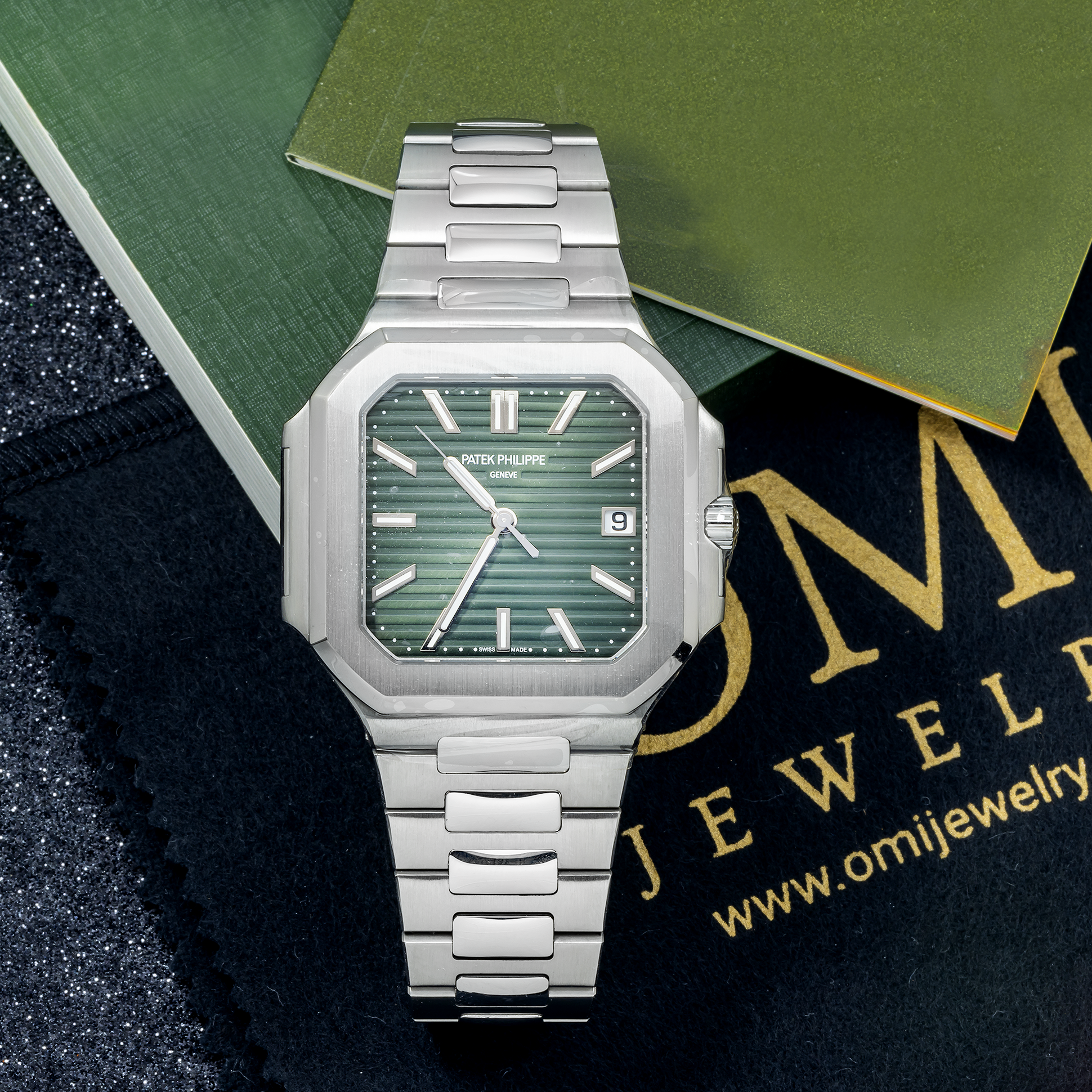 Patek Philippe Cubitus 5821/1A 45MM Sunburst Olive Green Dial With Stainless Steel Bracelet