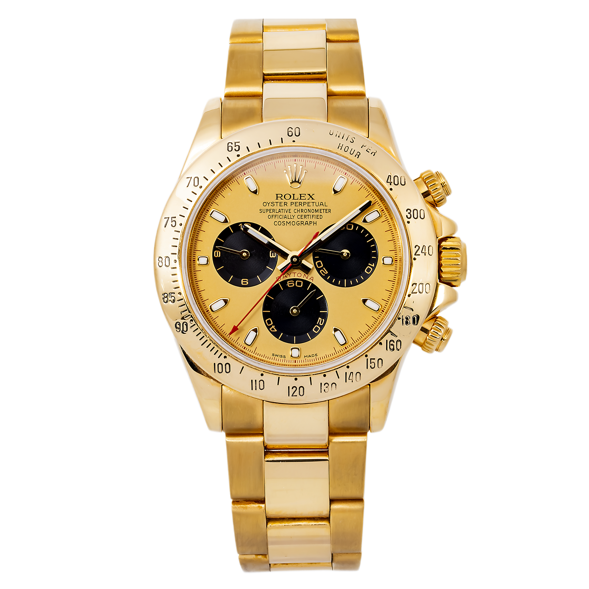 Rolex Cosmograph Daytona 40MM 116528 Champagne Dial 18K Yellow Gold Bezel Yellow Gold Oyster Bracelet