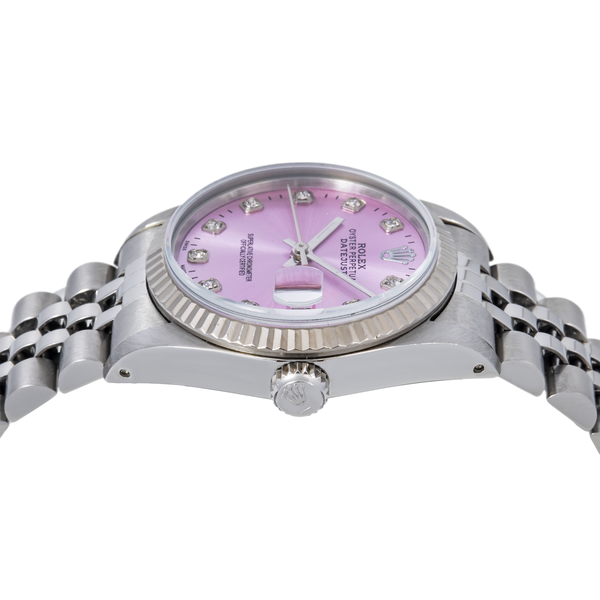Rolex Datejust 31MM 78274 Purple Diamond Dial Fluted Bezel Stainless Steel Jubilee Bracelet
