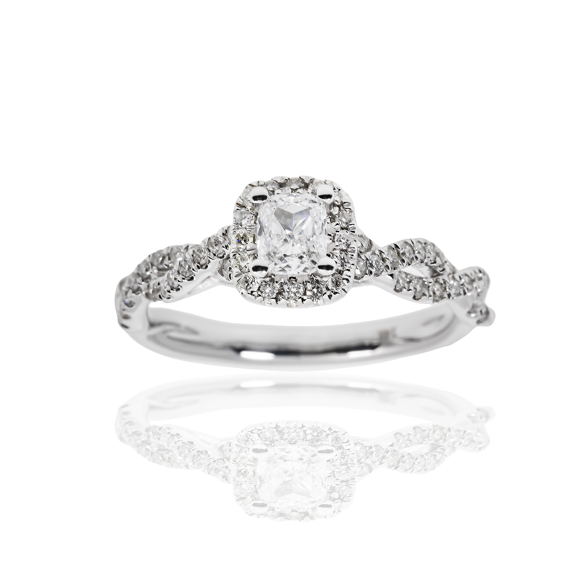 14K GOLD CUSHION CUT HALO DIAMOND CONTEMPORARY ENGAGEMENT RING 0.72 CTW