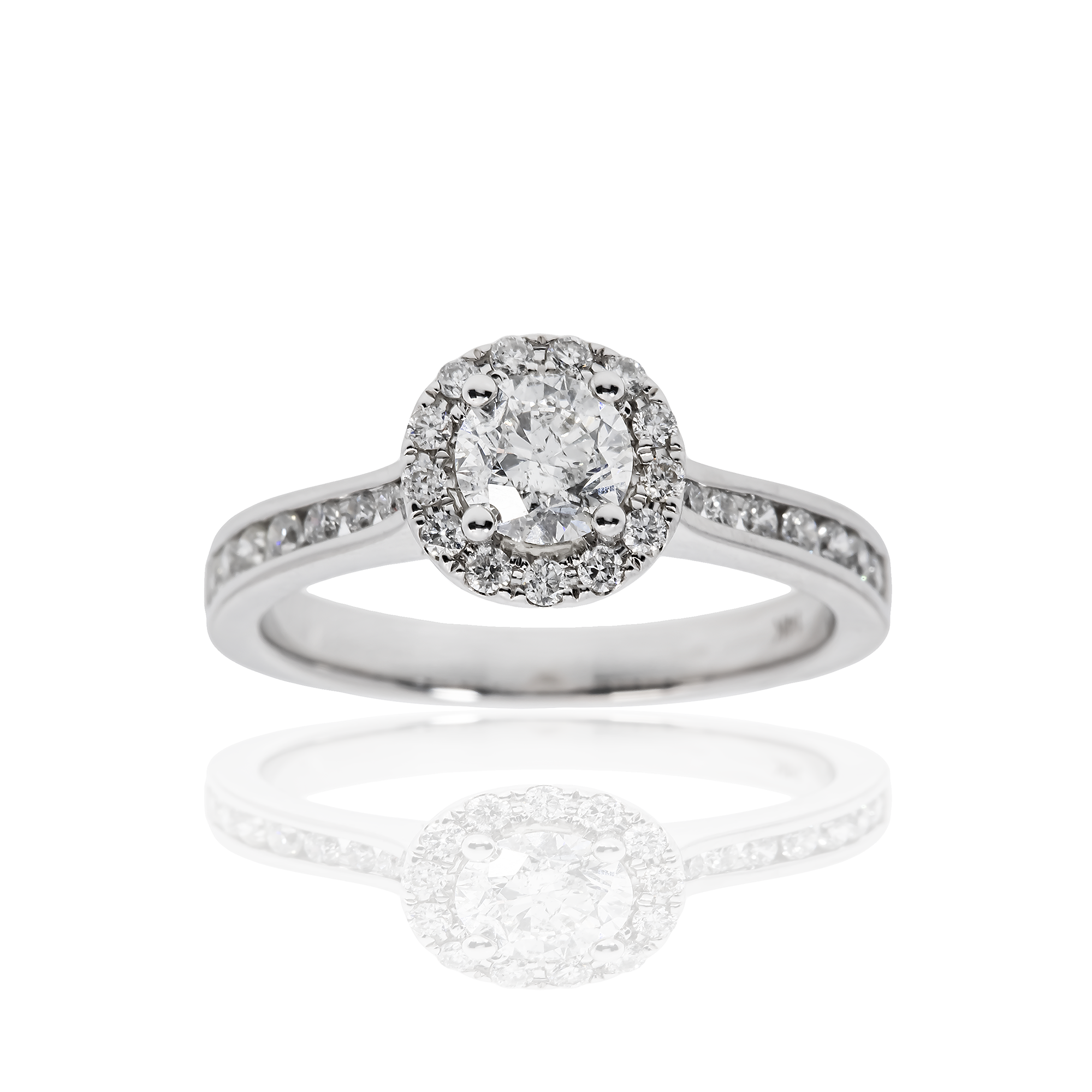 14K GOLD ROUND HALO DIAMOND ENGAGEMENT RING 1.51 CTW