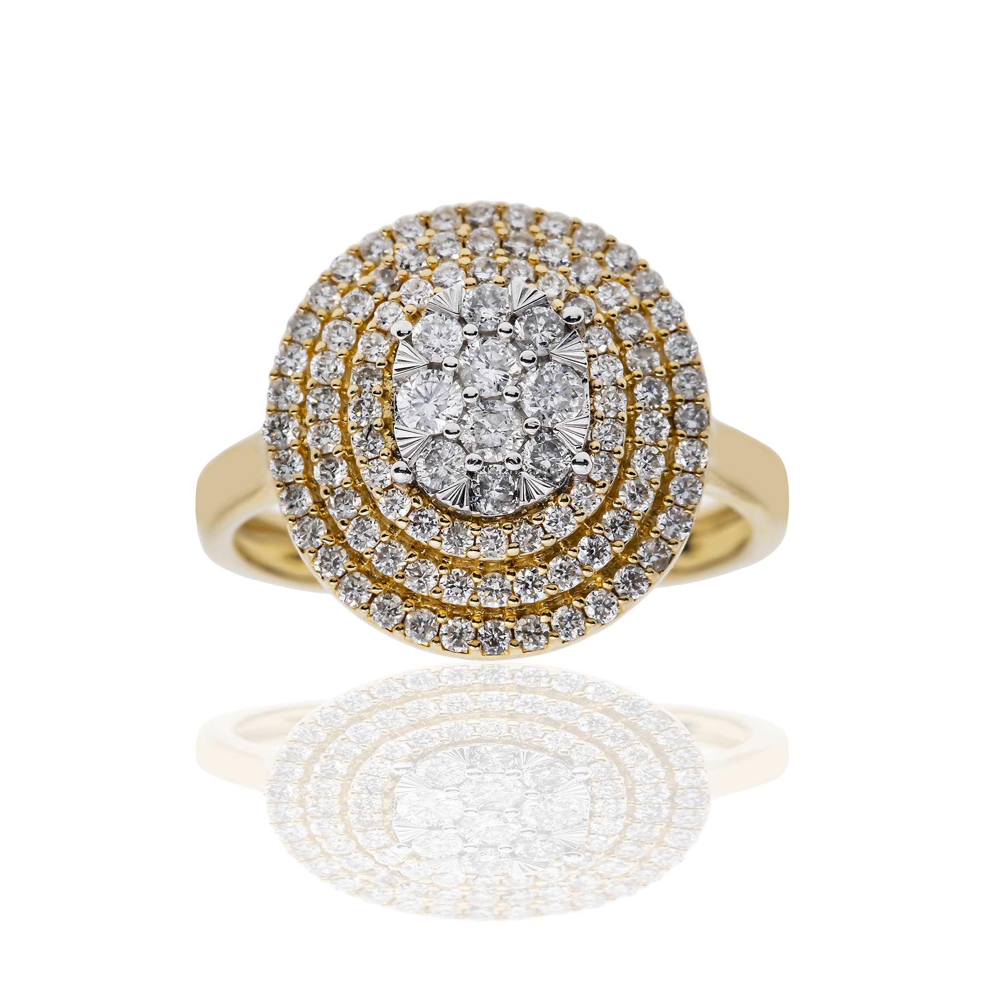 14K GOLD ROUND CUT HALO DIAMOND CLUSTER STATEMENT RING 0.83 CTW