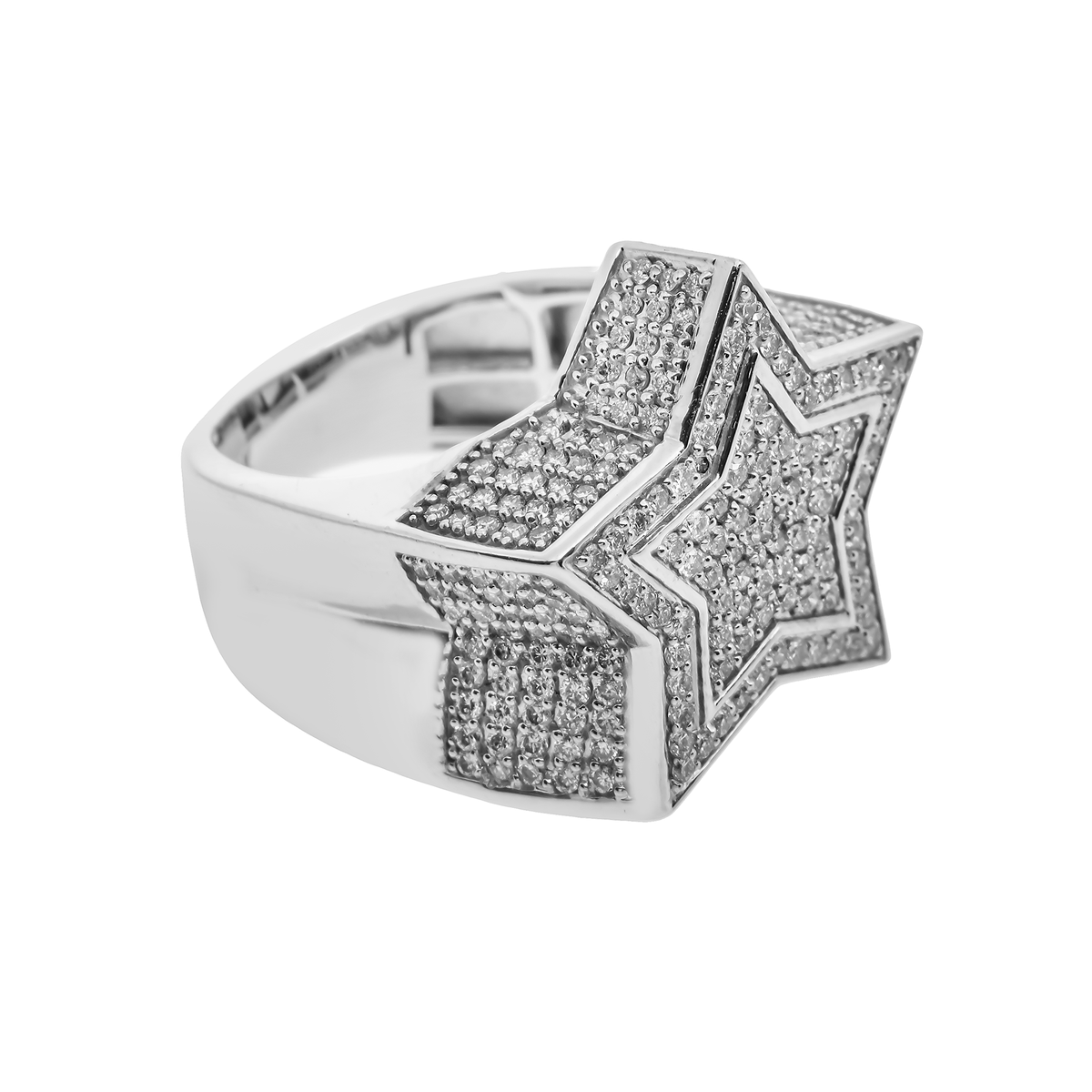 14K GOLD ROUND DIAMOND STAR STATEMENT RING 2.18 CT