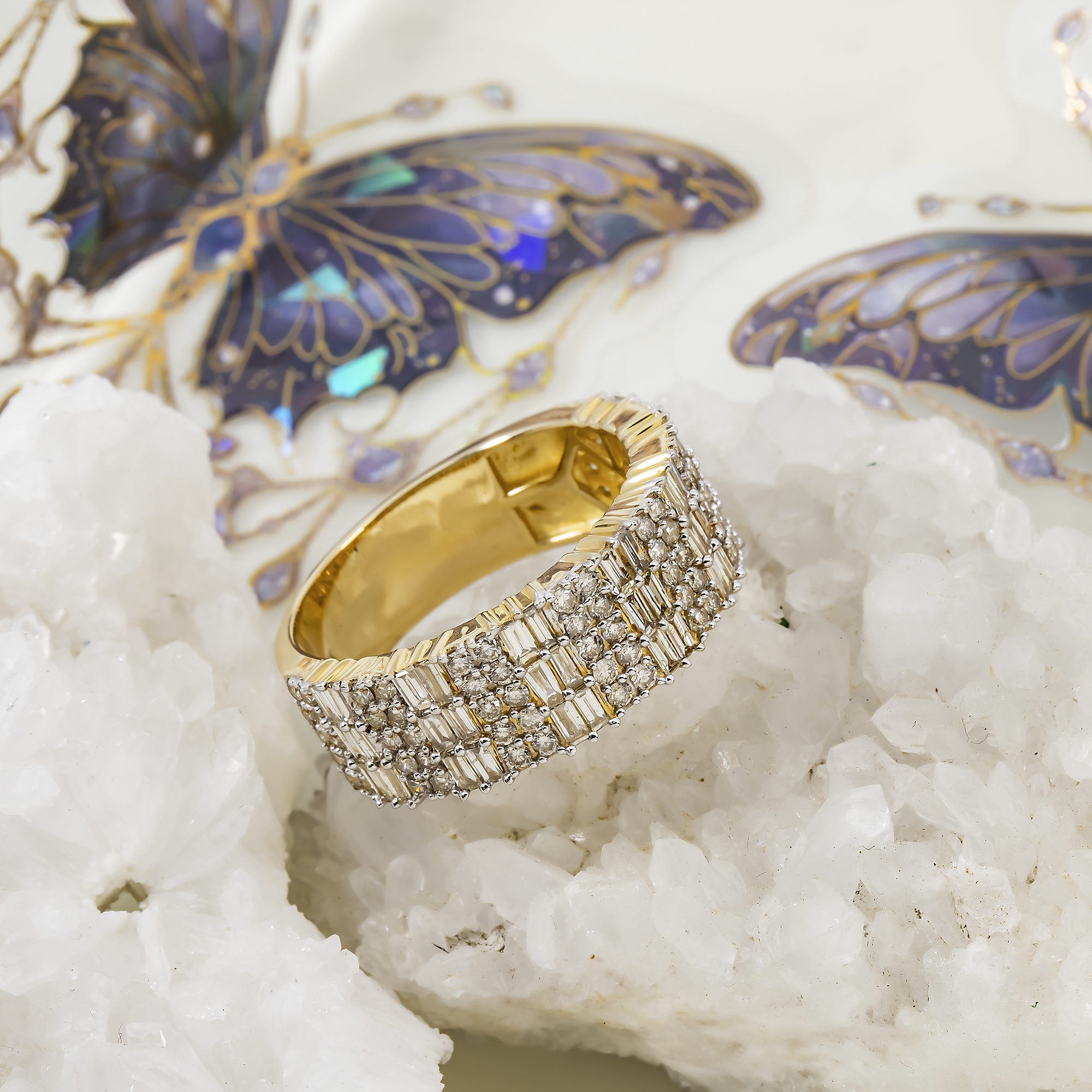 14K GOLD ROUND CUT DIAMOND CLUSTER MENS STATEMENT BAND RING 2.30 CT