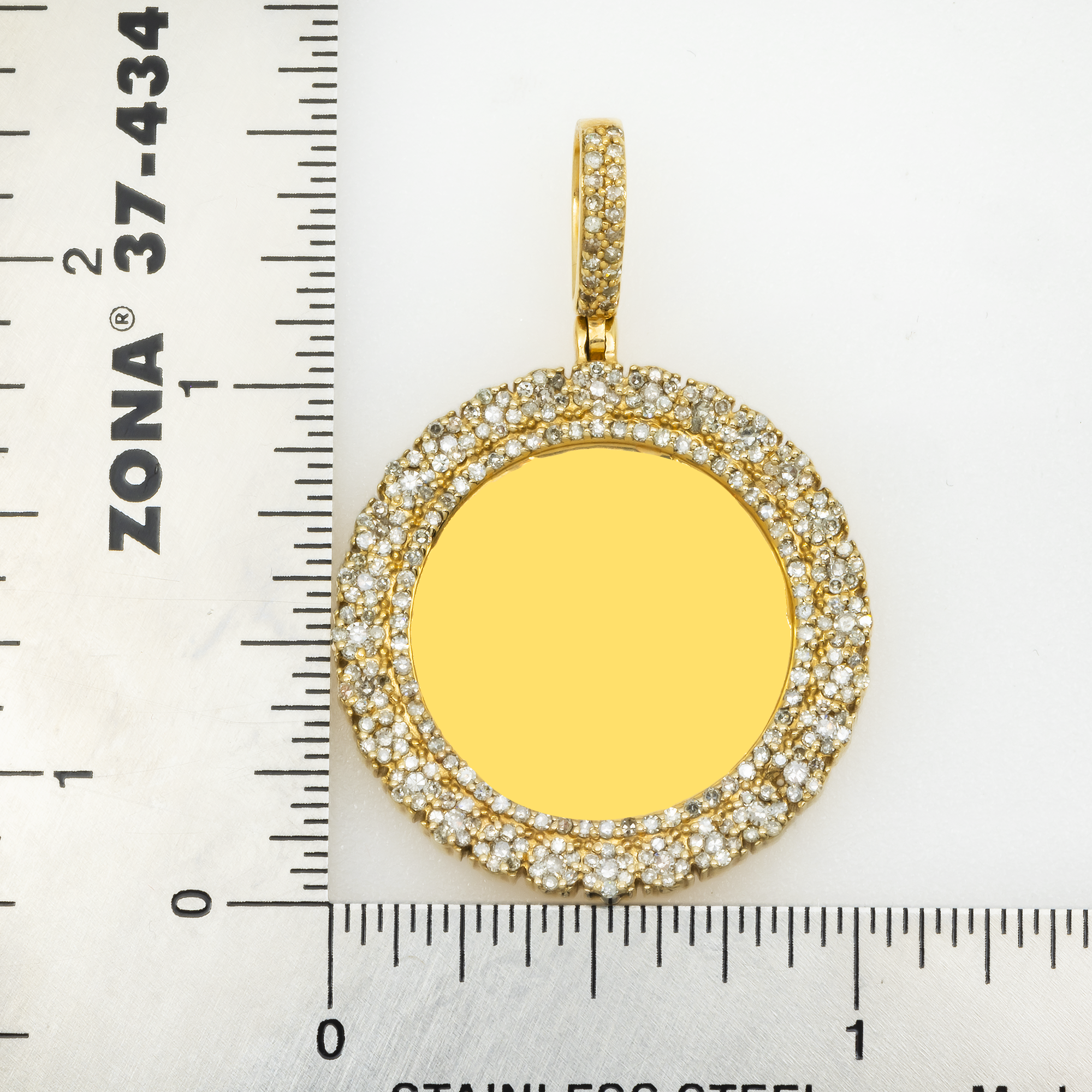 10K GOLD DIAMOND CLUSTER CIRCLE PICTURE PENDANT 1.25 CT