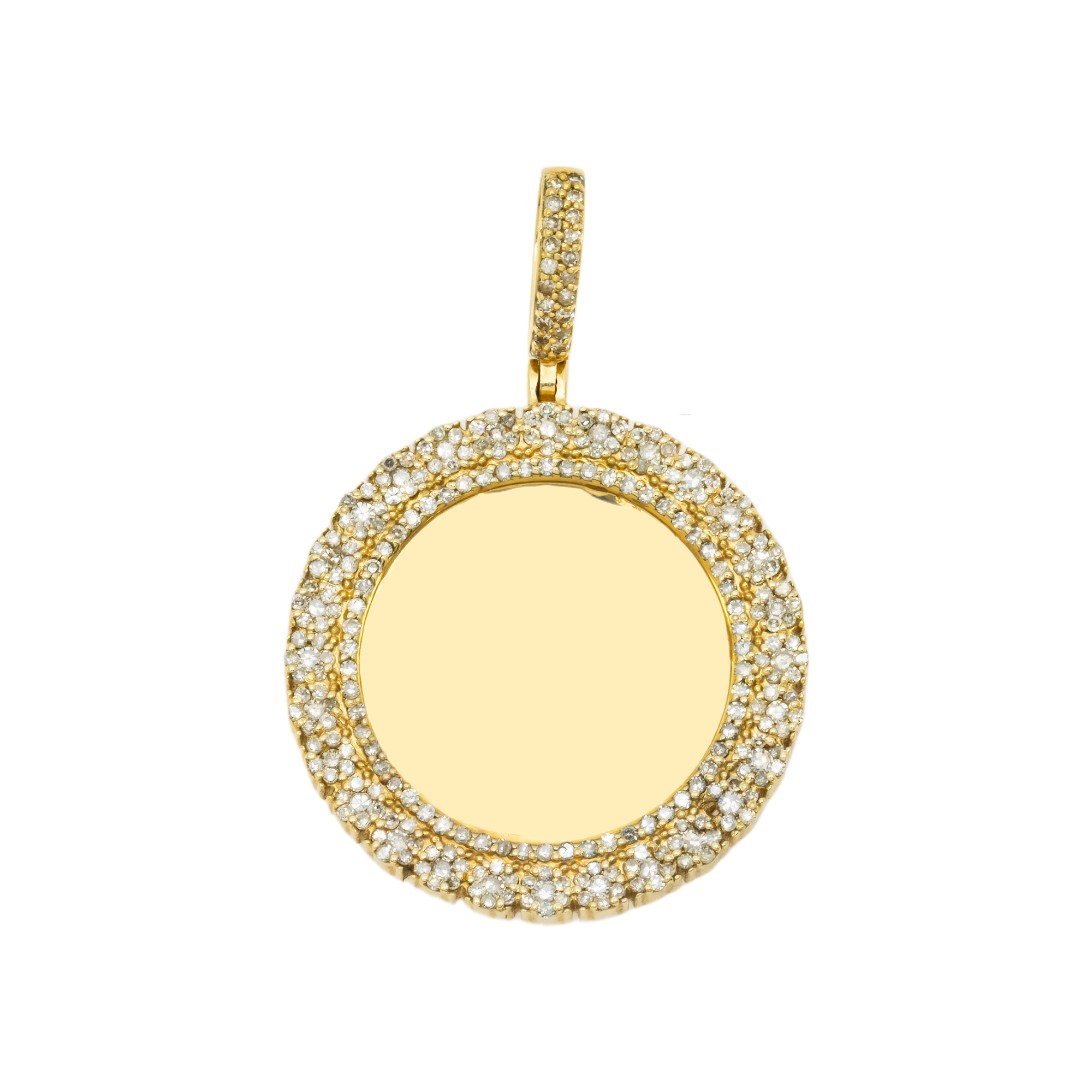 10K GOLD DIAMOND CLUSTER CIRCLE PICTURE PENDANT 1.25 CT