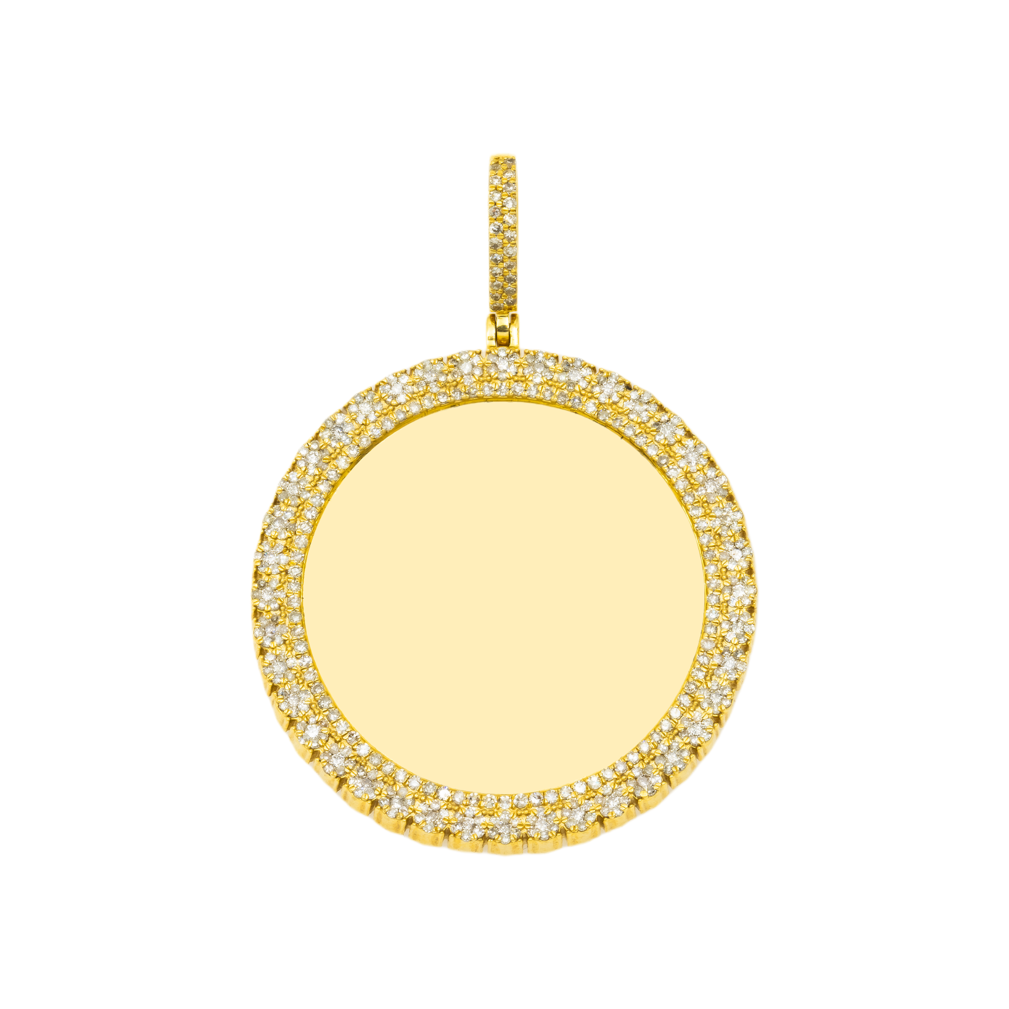 10K GOLD DIAMOND CLUSTER CIRCLE PICTURE PENDANT 1.95 CT
