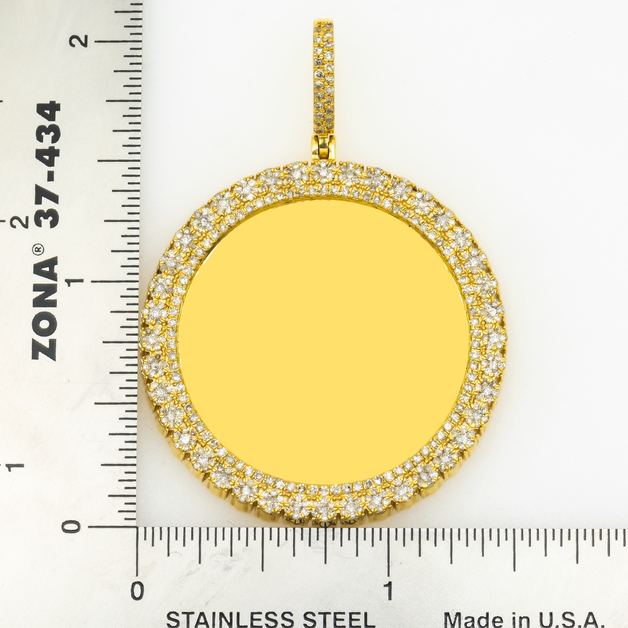 10K GOLD DIAMOND CLUSTER CIRCLE PICTURE PENDANT 1.95 CT