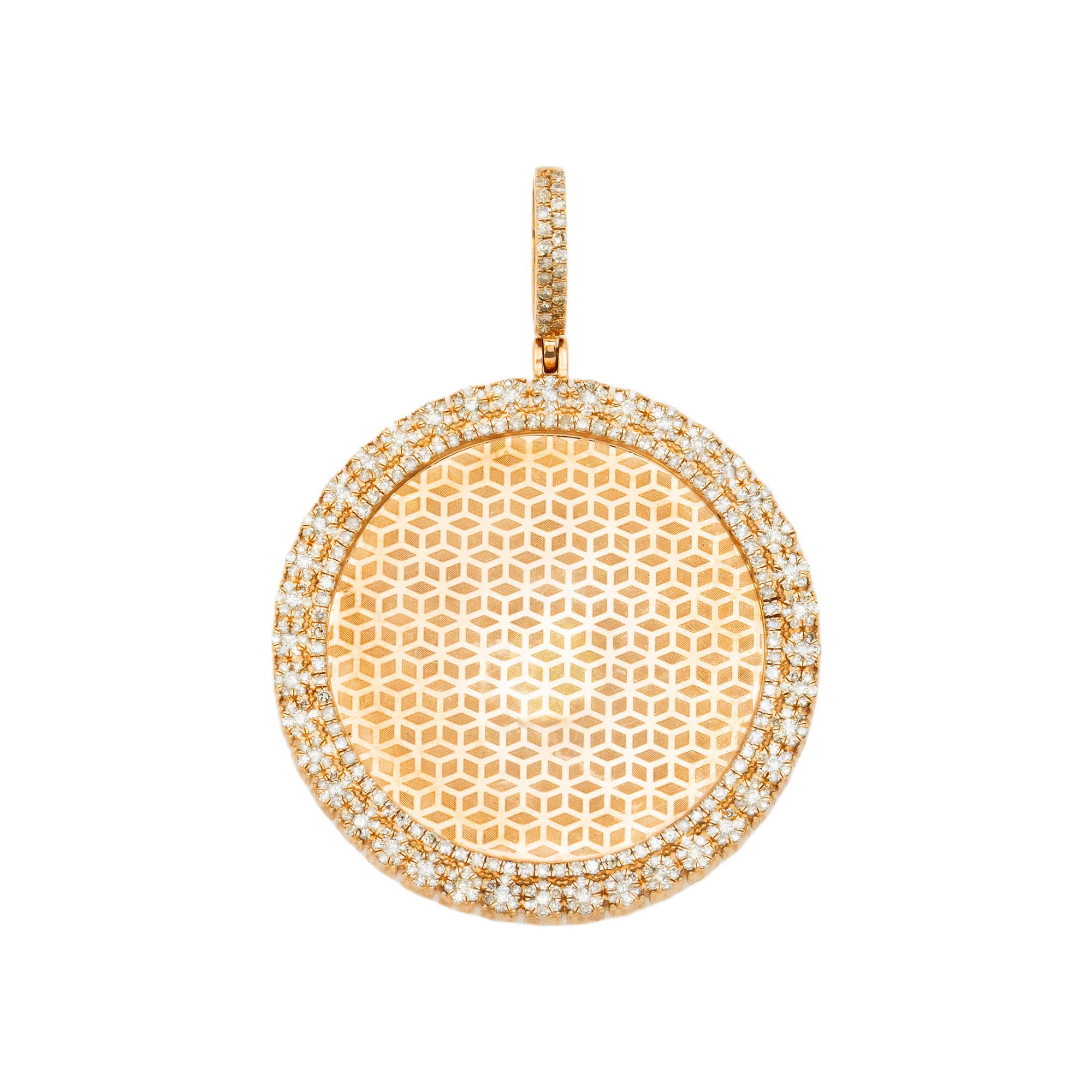 10K GOLD DIAMOND CIRCLE PICTURE PENDANT 1.95 CT