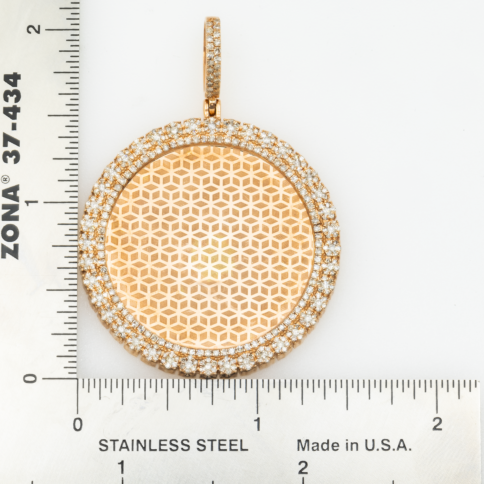 10K GOLD DIAMOND CIRCLE PICTURE PENDANT 1.95 CT