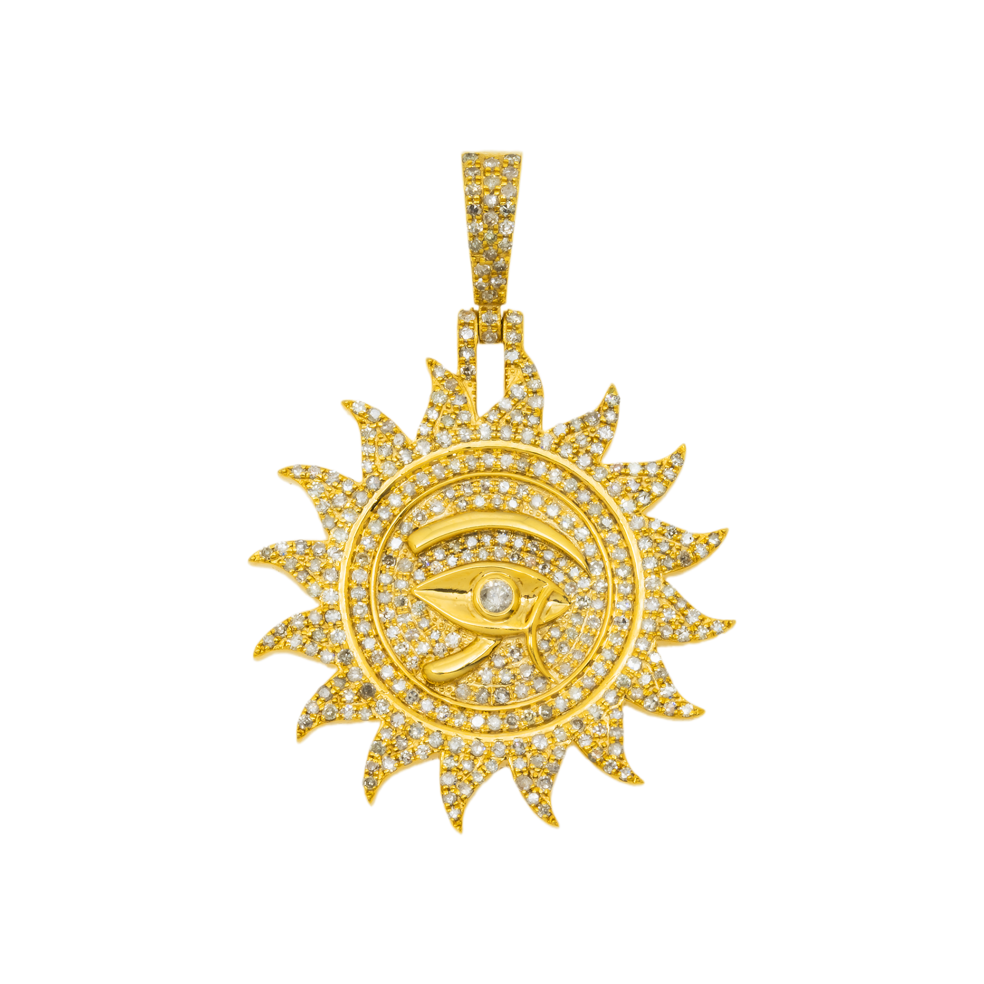 10K GOLD DIAMOND EYE OF RA PENDANT 1.18 CT