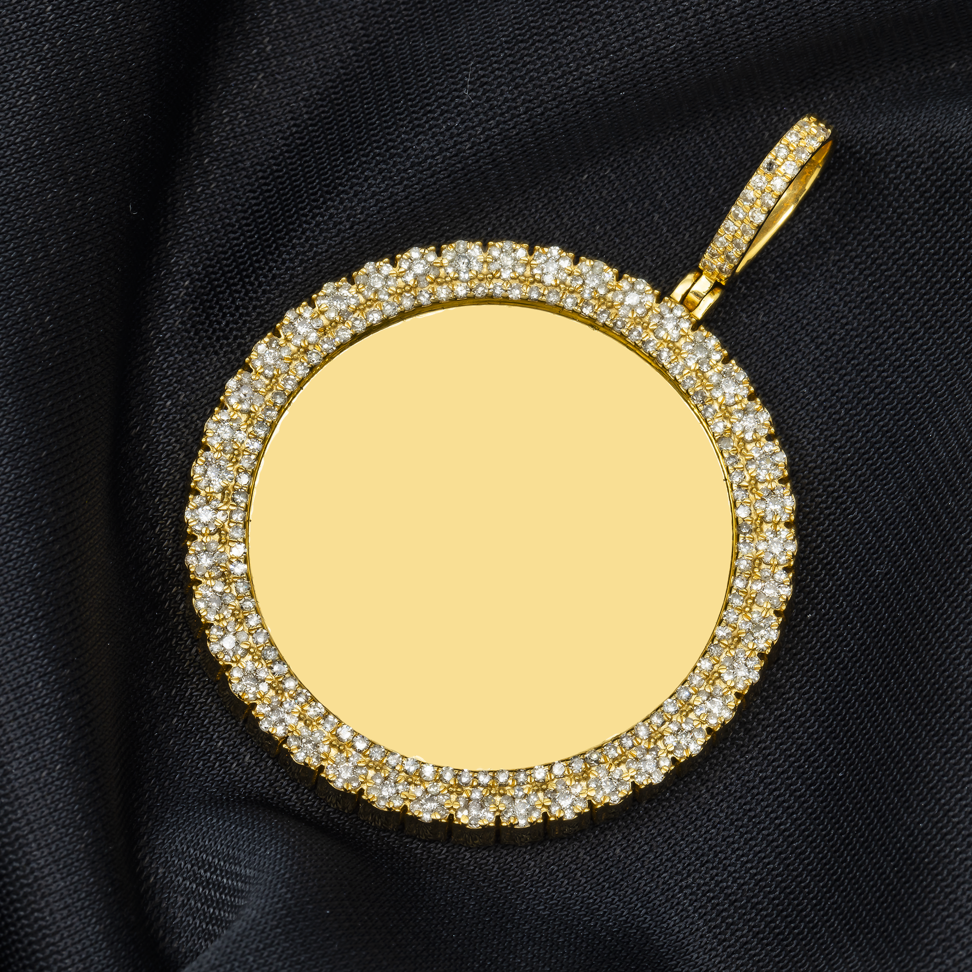 10K GOLD DIAMOND CLUSTER CIRCLE PICTURE PENDANT 1.95 CT