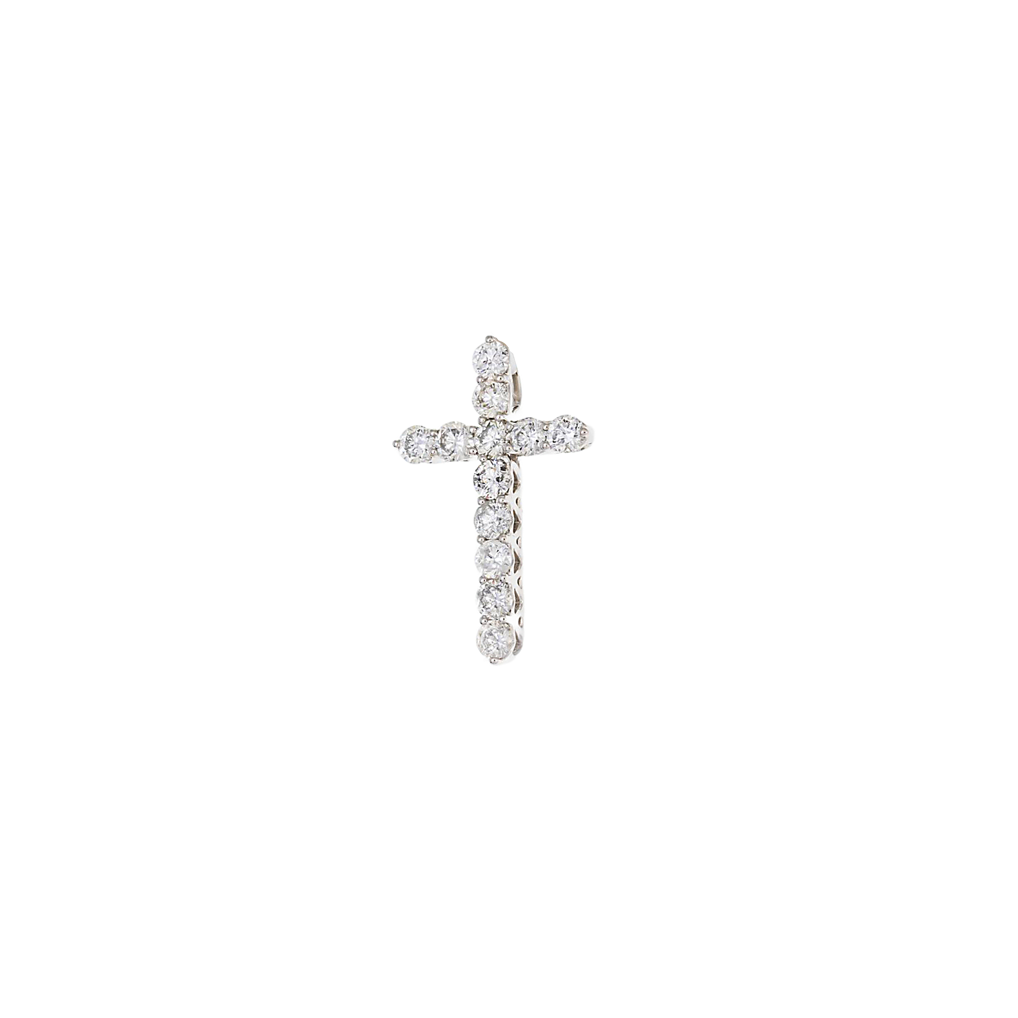 14K GOLD ROUND DIAMOND CROSS PENDANT 0.90 CT