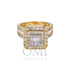 14K GOLD BAGUETTE AND ROUND DIAMOND SQUARE SHAPE RING 1.97 CT