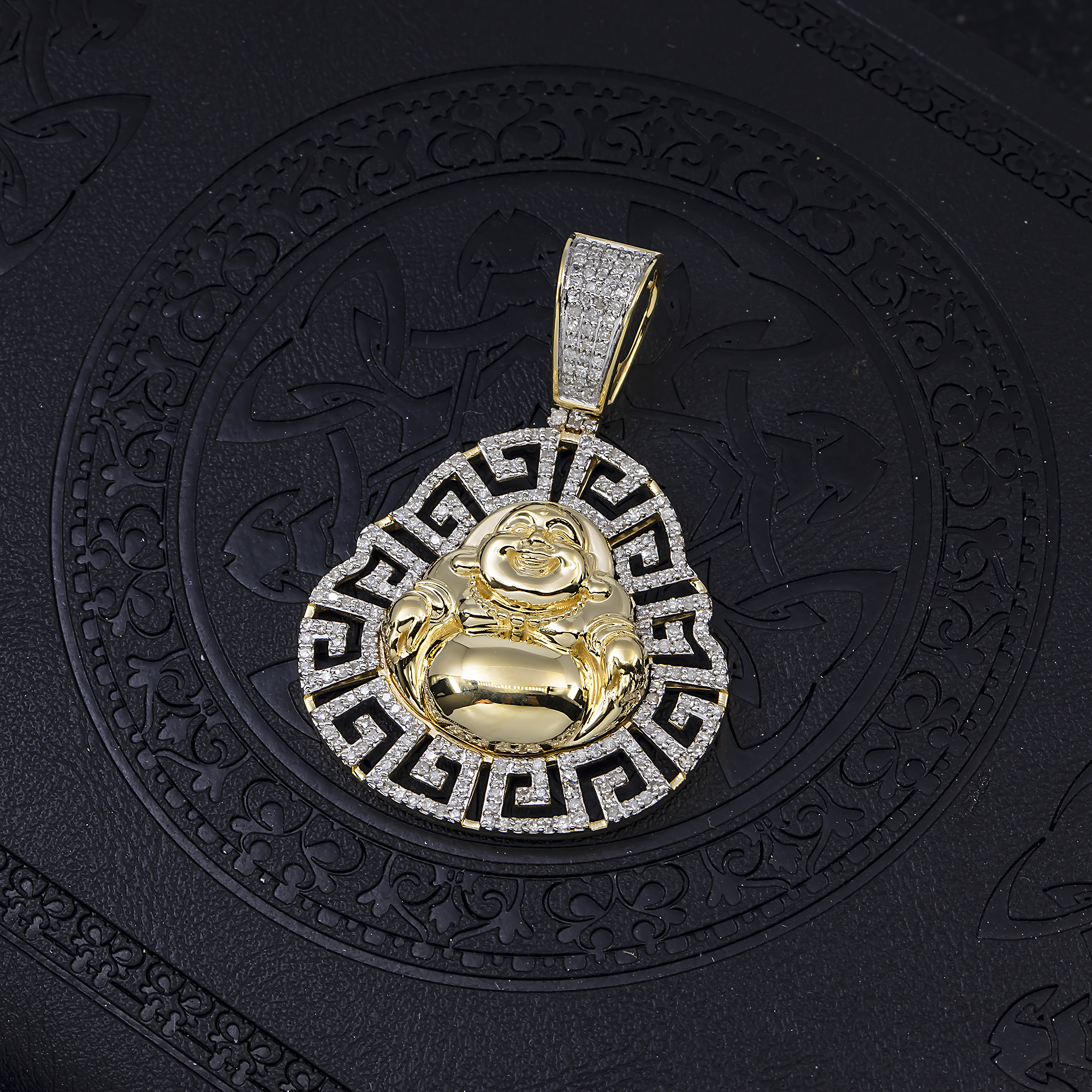 14K GOLD DIAMOND BUDDHA PENDANT 0.87 CT