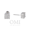 14K GOLD ROUND DIAMOND CLUSTER SQUARE EARRINGS 0.68 CTW