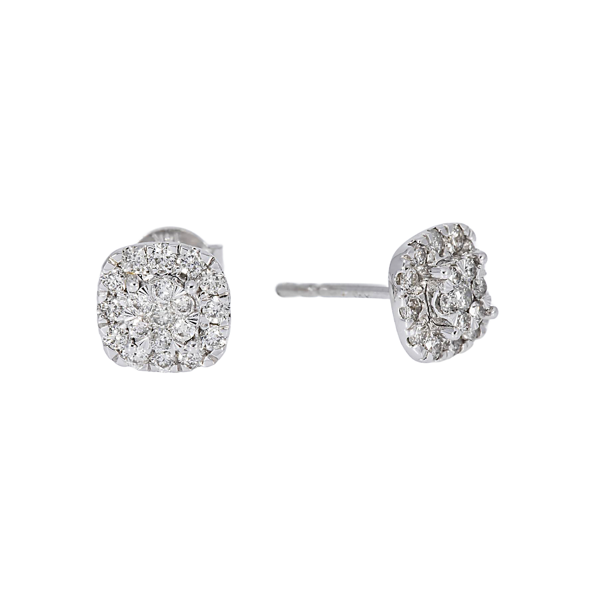 14K GOLD ROUND DIAMOND CLUSTER EARRINGS 0.51 CTW