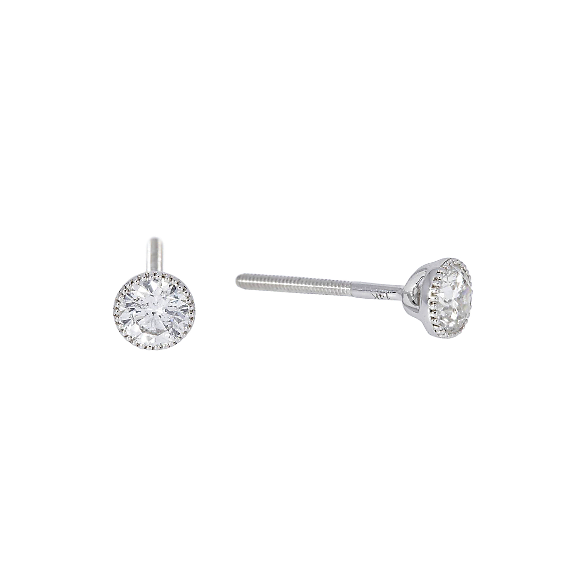14K GOLD ROUND DIAMOND EARRINGS 0.58 CTW