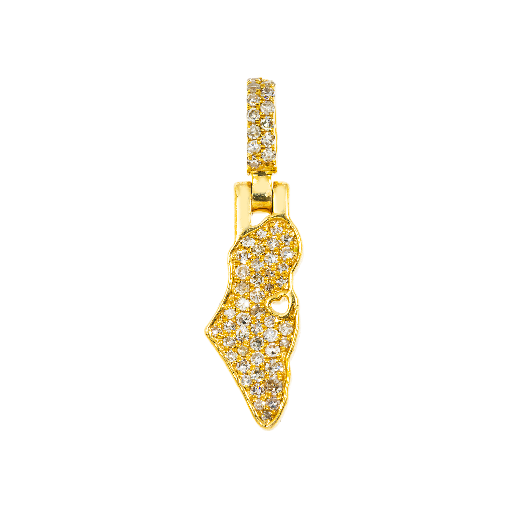 14K GOLD ROUND DIAMOND ISRAEL WITH HEART PENDANT 0.21 CT