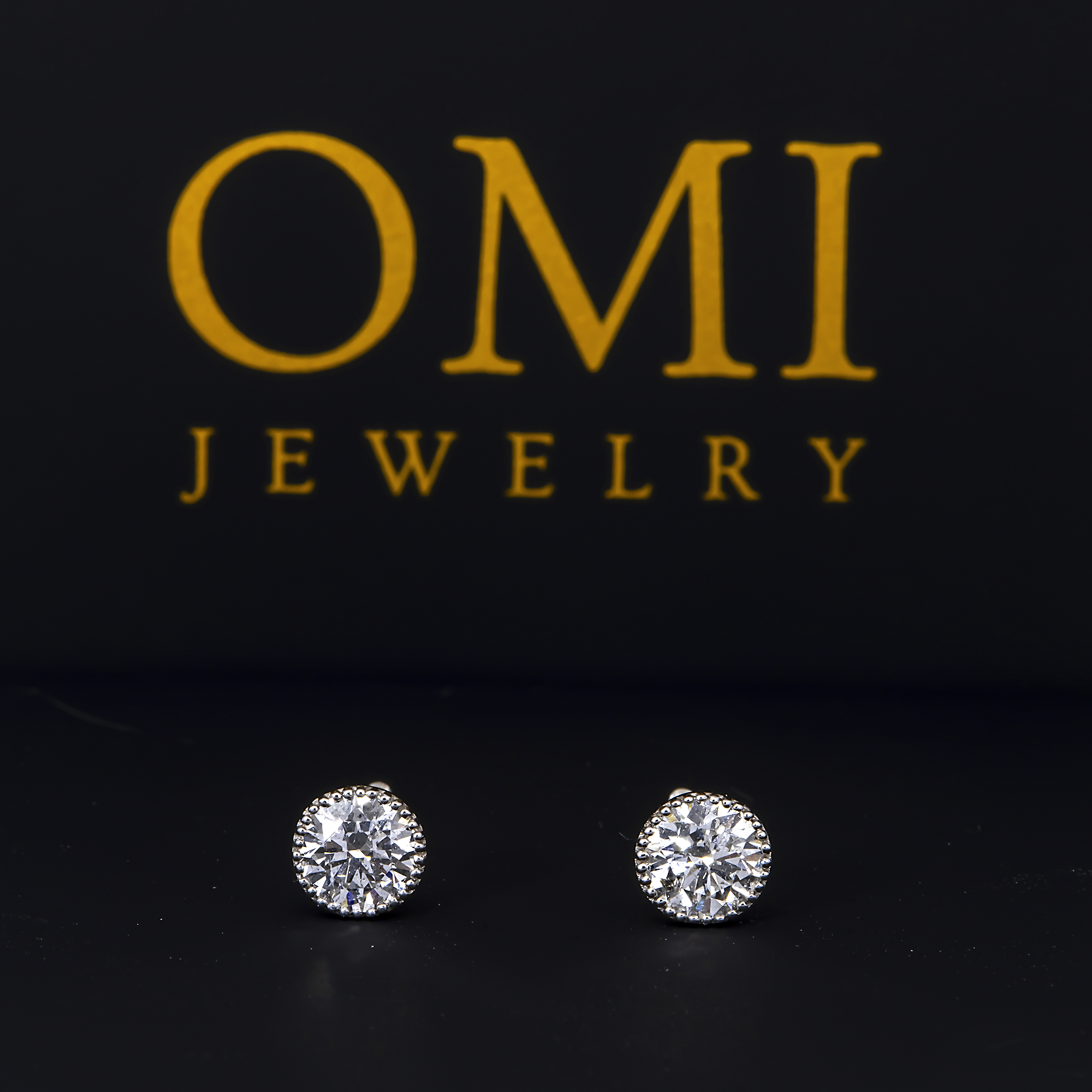 14K GOLD ROUND DIAMOND EARRINGS 0.58 CTW