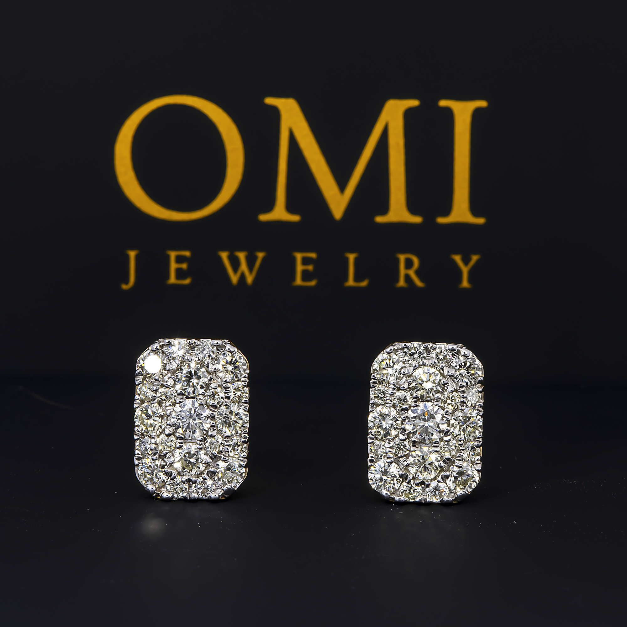14K GOLD ROUND DIAMOND CLUSTER EARRINGS 1.15 CTW