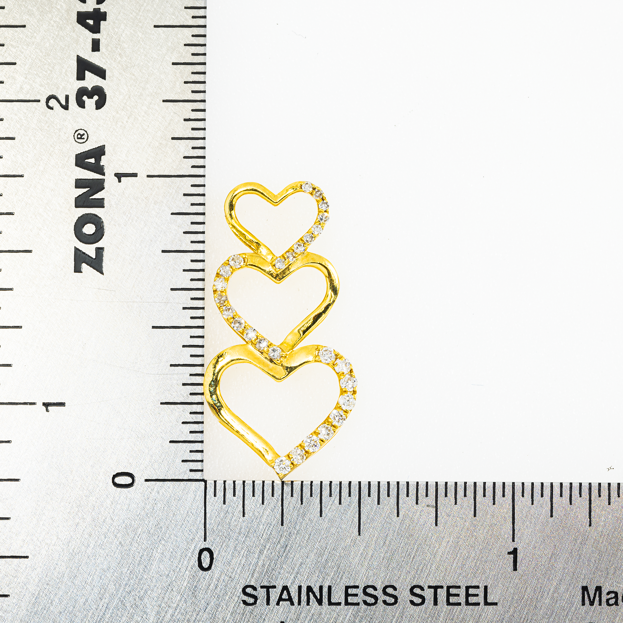 10K GOLD DIAMOND TRIPLE OPEN HEARTS PENDANT 0.26 CT