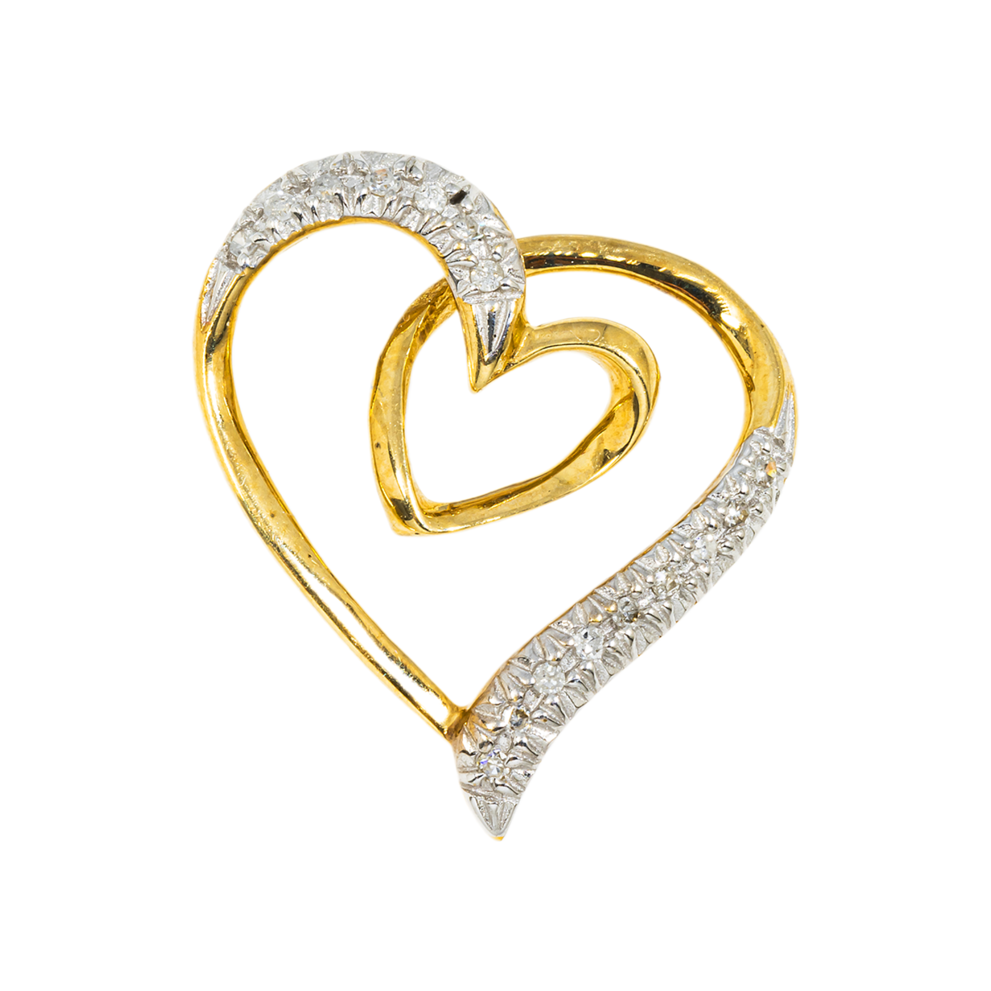 10K GOLD DIAMOND OPEN HEART PENDANT 0.17 CT