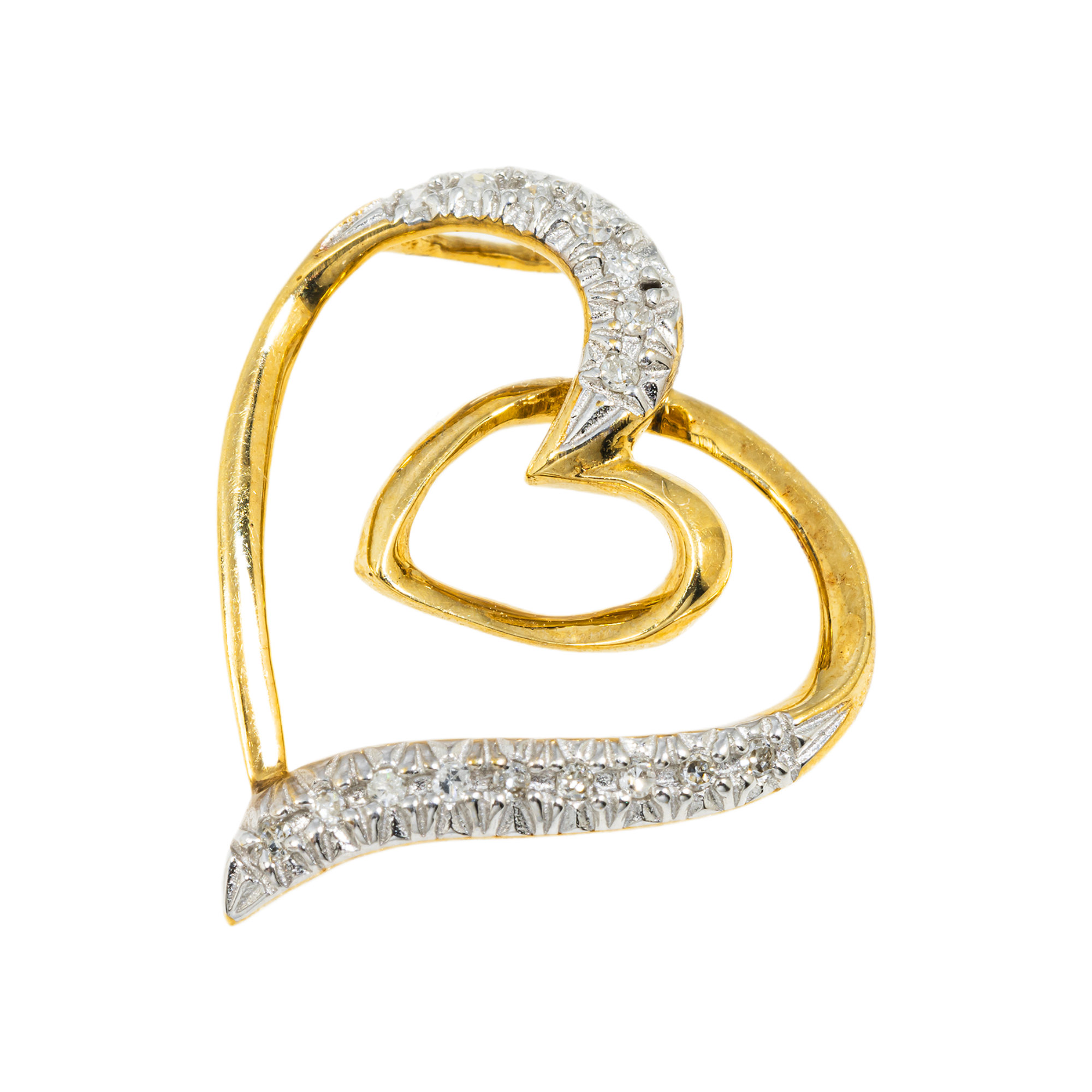10K GOLD DIAMOND OPEN HEART PENDANT 0.17 CT