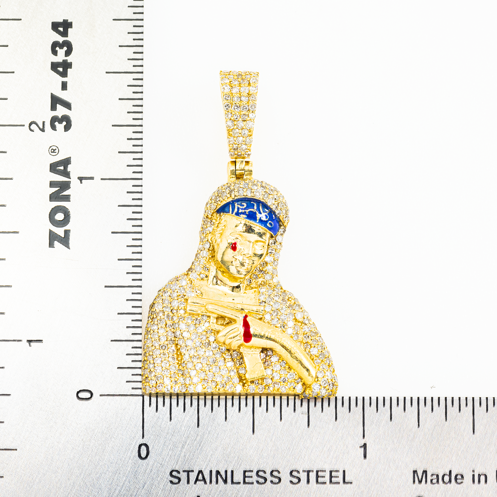 10K GOLD DIAMOND GANGSTER MOTHER MARY PENDANT 1.88 CT