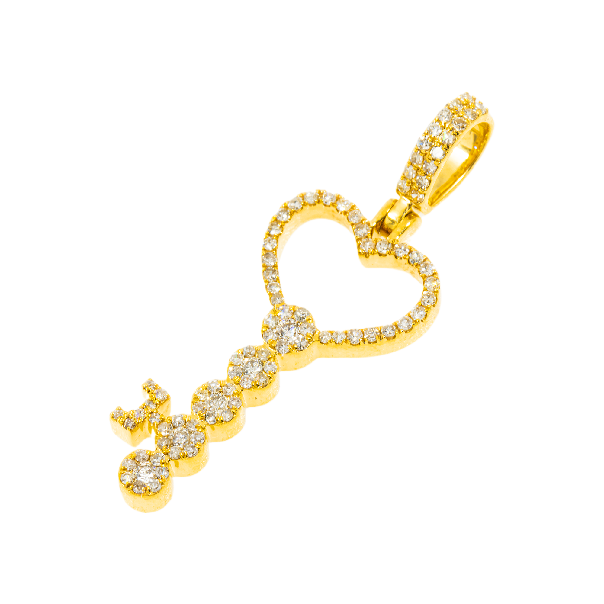 10K GOLD DIAMOND HEART KEY PENDANT 0.52 CT