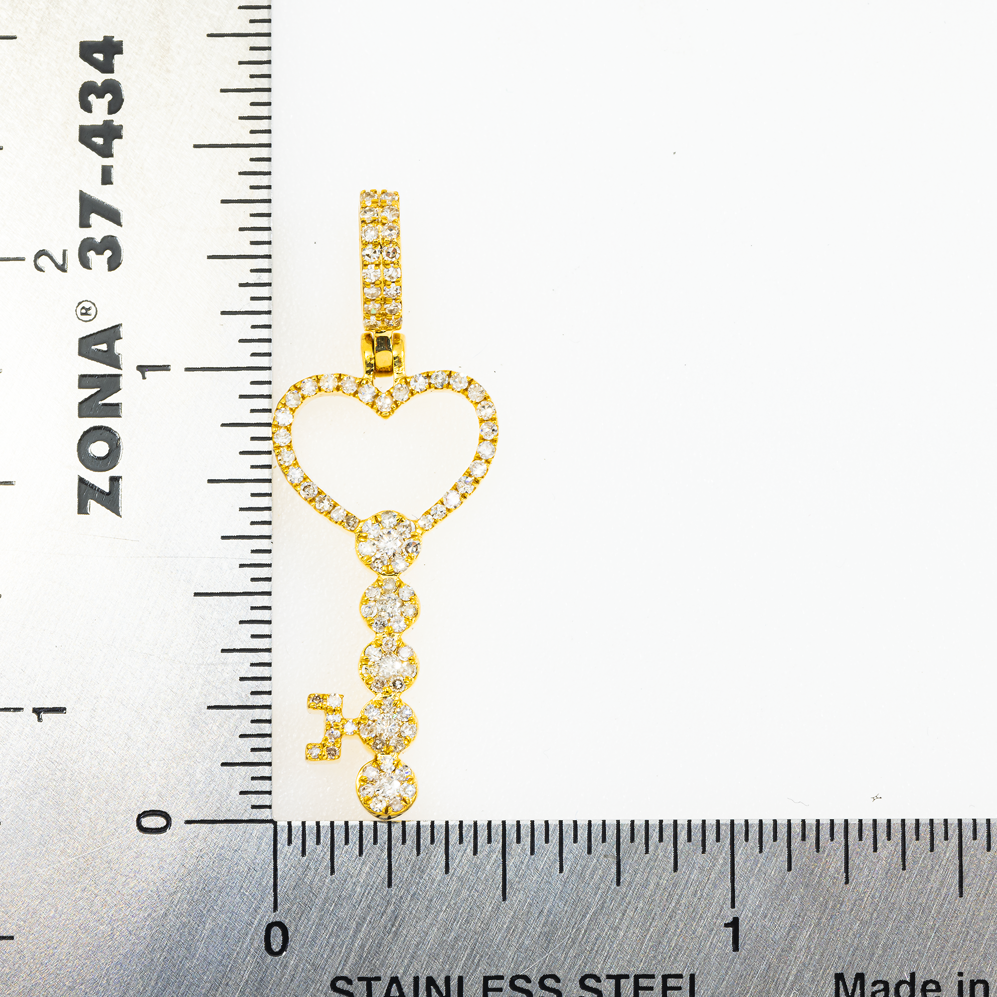 10K GOLD DIAMOND HEART KEY PENDANT 0.52 CT