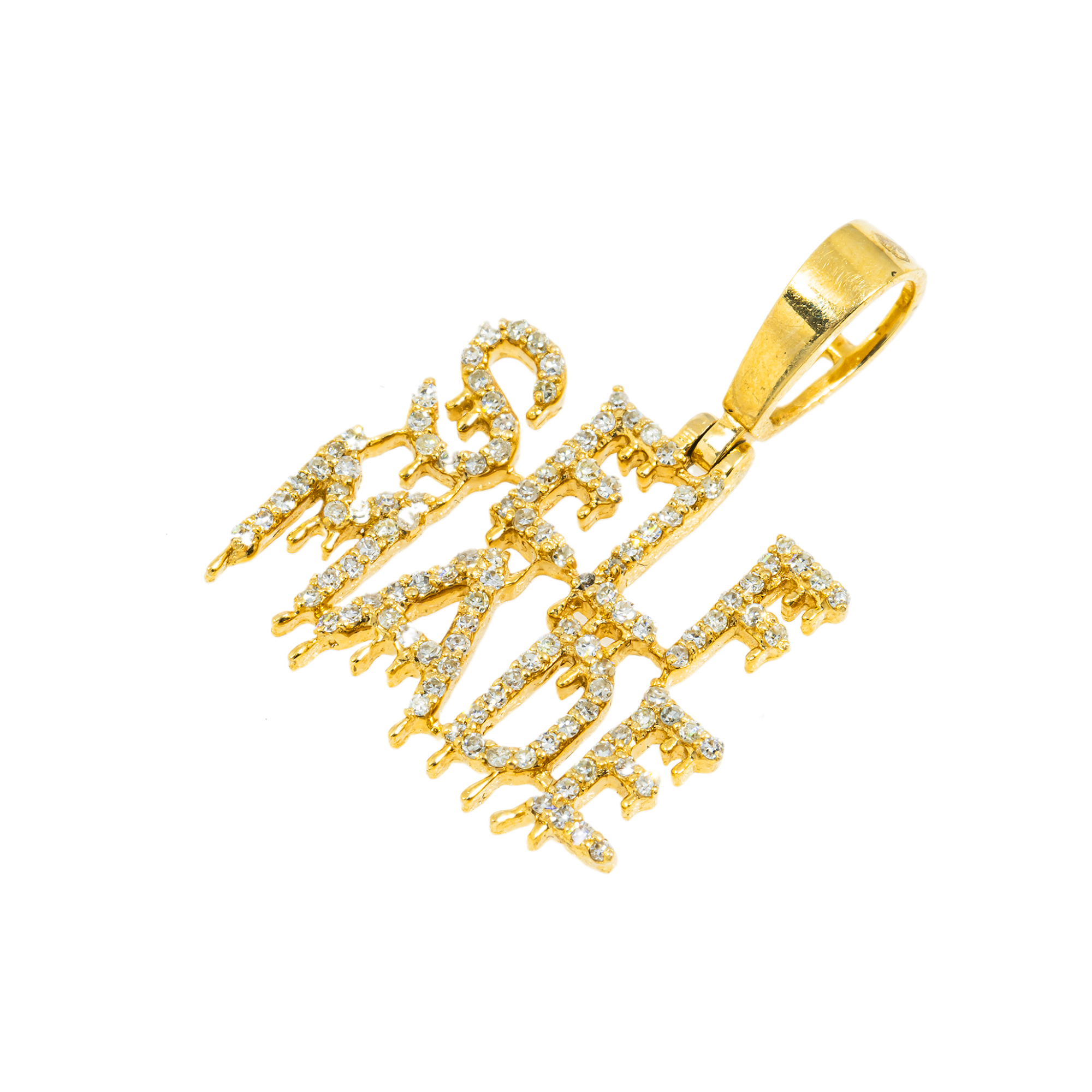 10K GOLD DIAMOND DRIPPING SELF MADE PENDANT 0.41 CT