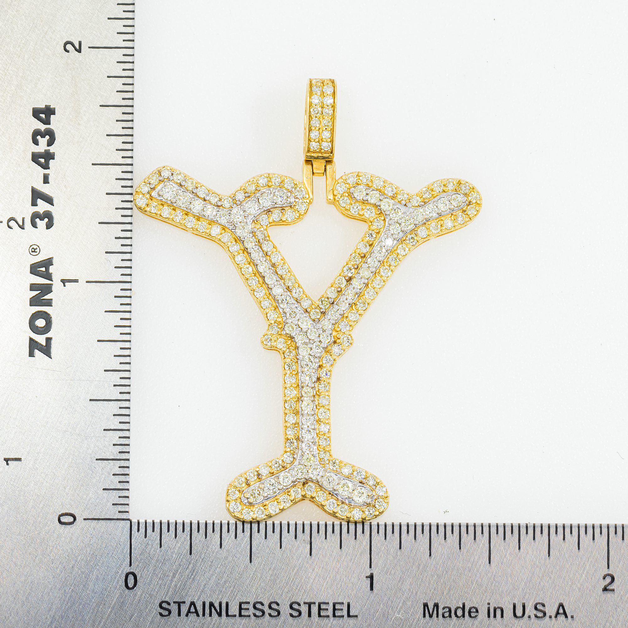 10K GOLD DIAMOND INITIAL LETTER Y PENDANT 2.59 CT