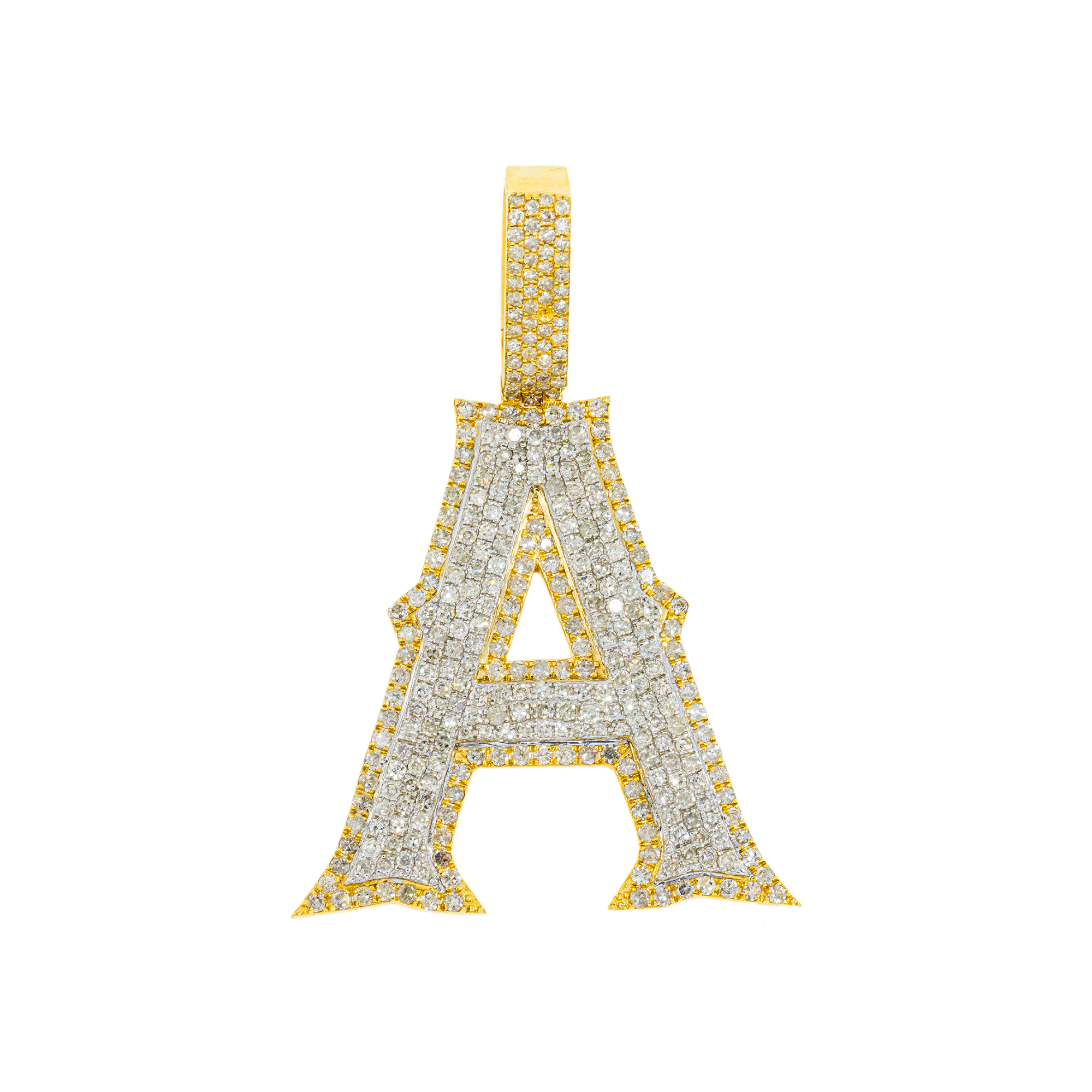 10K GOLD DIAMOND INITIAL LETTER A PENDANT 3.17 CT