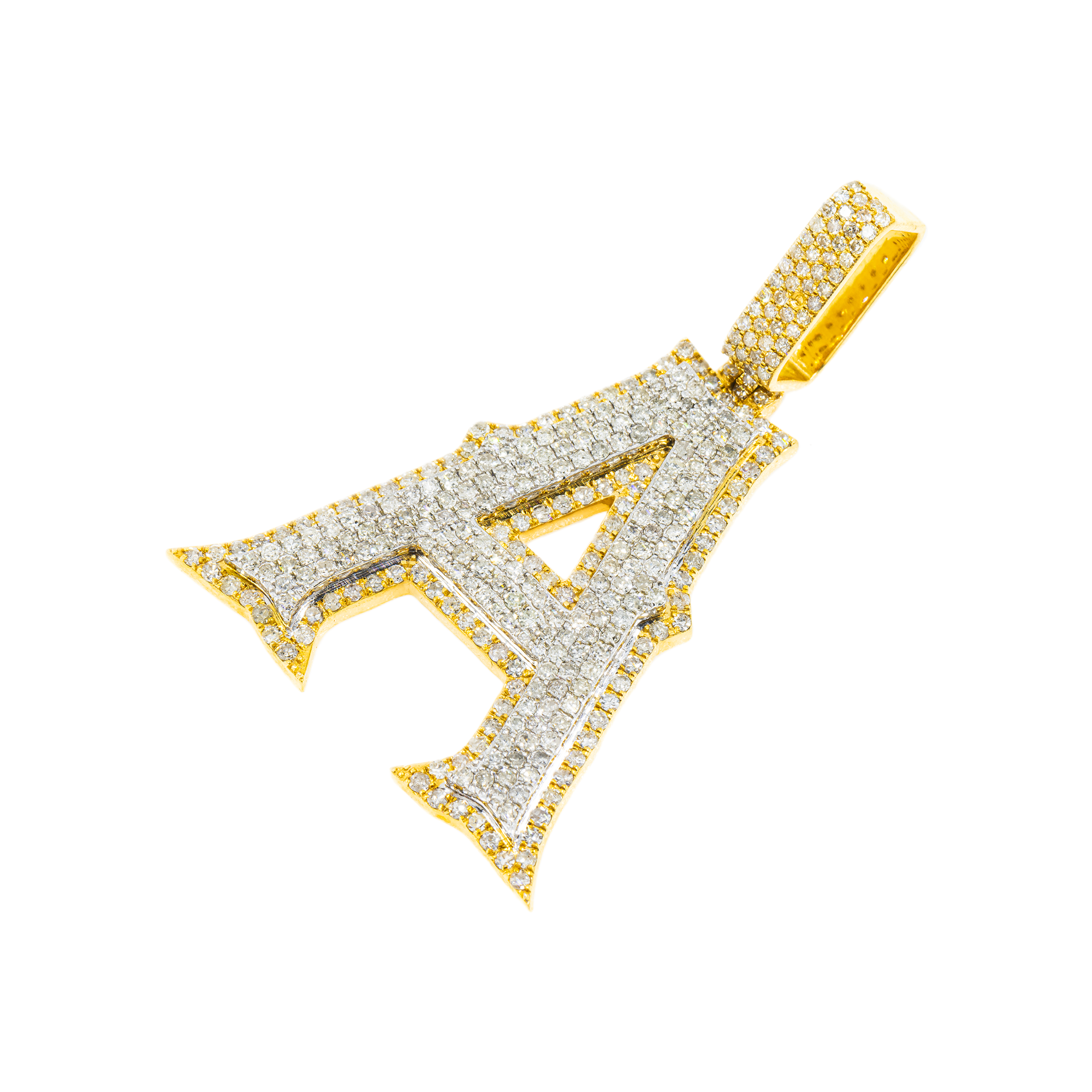 10K GOLD DIAMOND INITIAL LETTER A PENDANT 3.17 CT