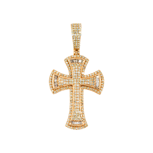 10K GOLD BAGUETTE AND ROUND DIAMOND CROSS PENDANT 1.28 CT – OMI