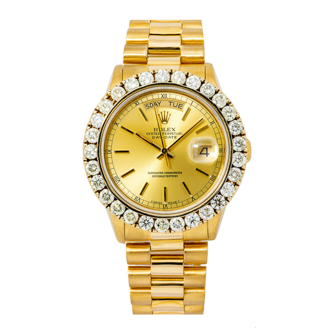 Rolex Day Date 18038 36MM Champagne Dial And Diamond Bezel With Yellow OMI Jewelry