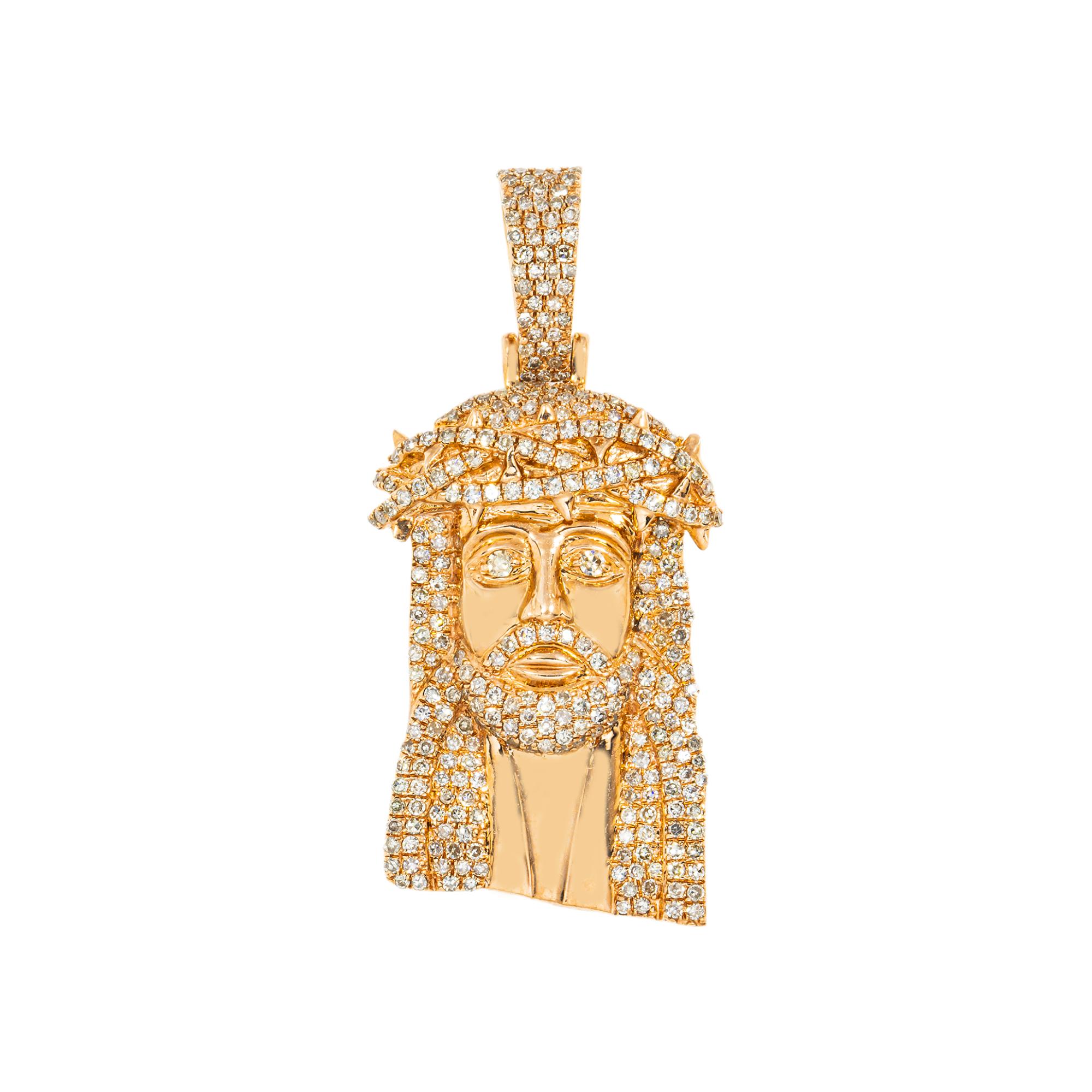 10K GOLD DIAMOND JESUS HEAD PENDANT 1.01 CT